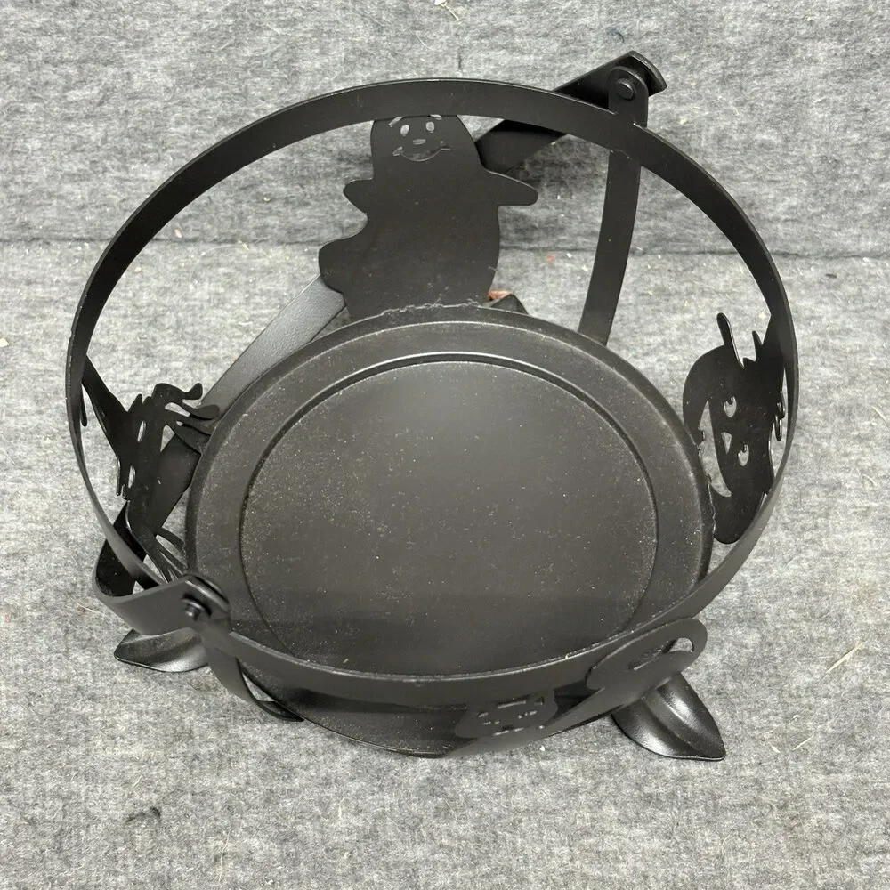 Longaberger Halloween Black Metal Cauldron (Basket Holder) with Handle